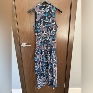 Whistles Sleeveless Floral Tiered Midi Dress